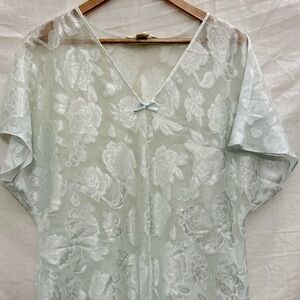 EUC Vintage 60s - 70sSheer Floral Nightgown Rare Seafoam Aqua Romantic Feminine